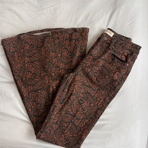 Shyanne Black and Brown Patterned Flare Jeans